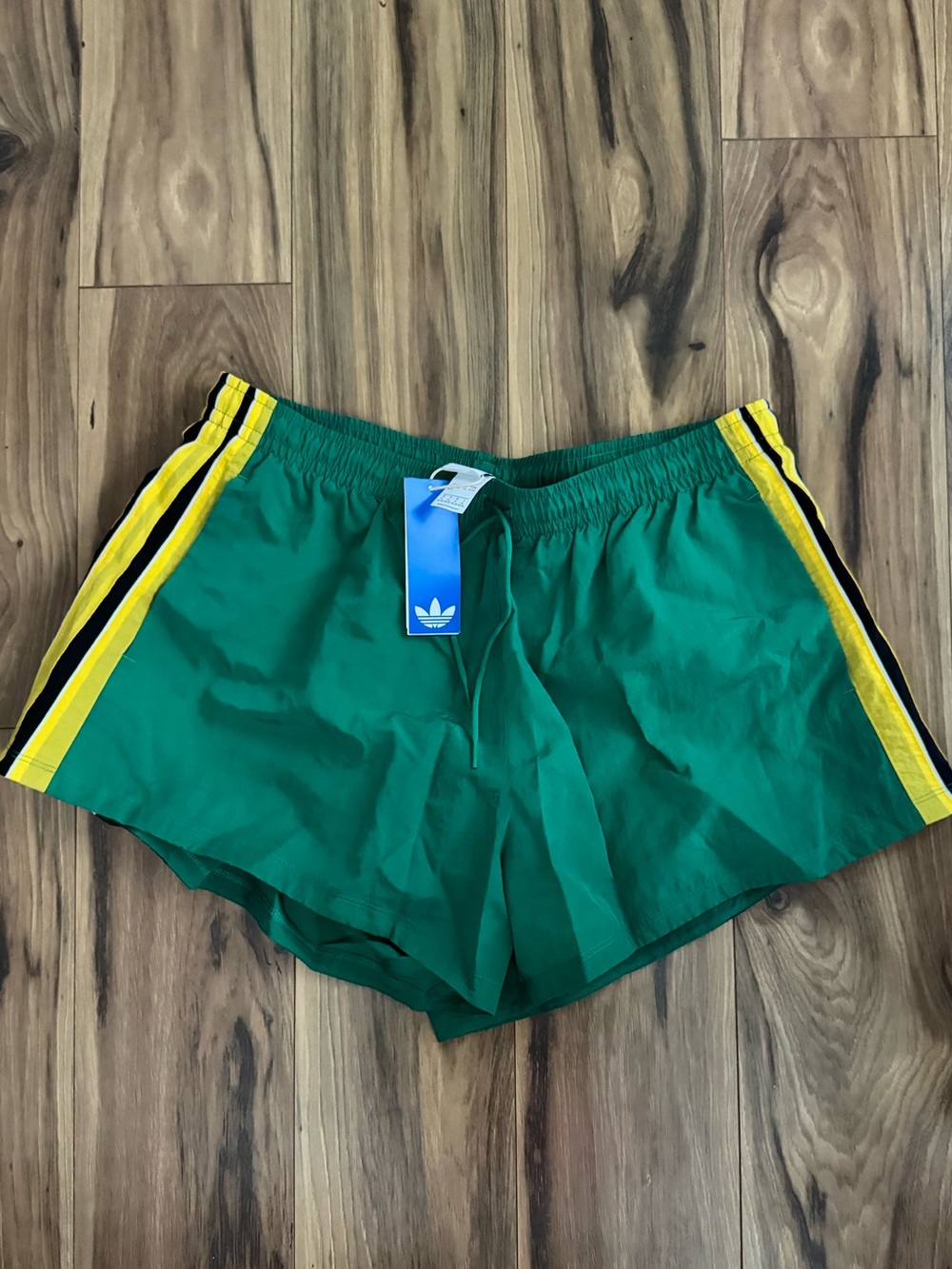 adidas Bold Green Santiago Athletic Shorts with Black Trim